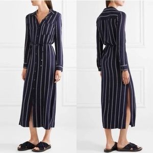 Splendid Navy Pinstripe button down maxi dress